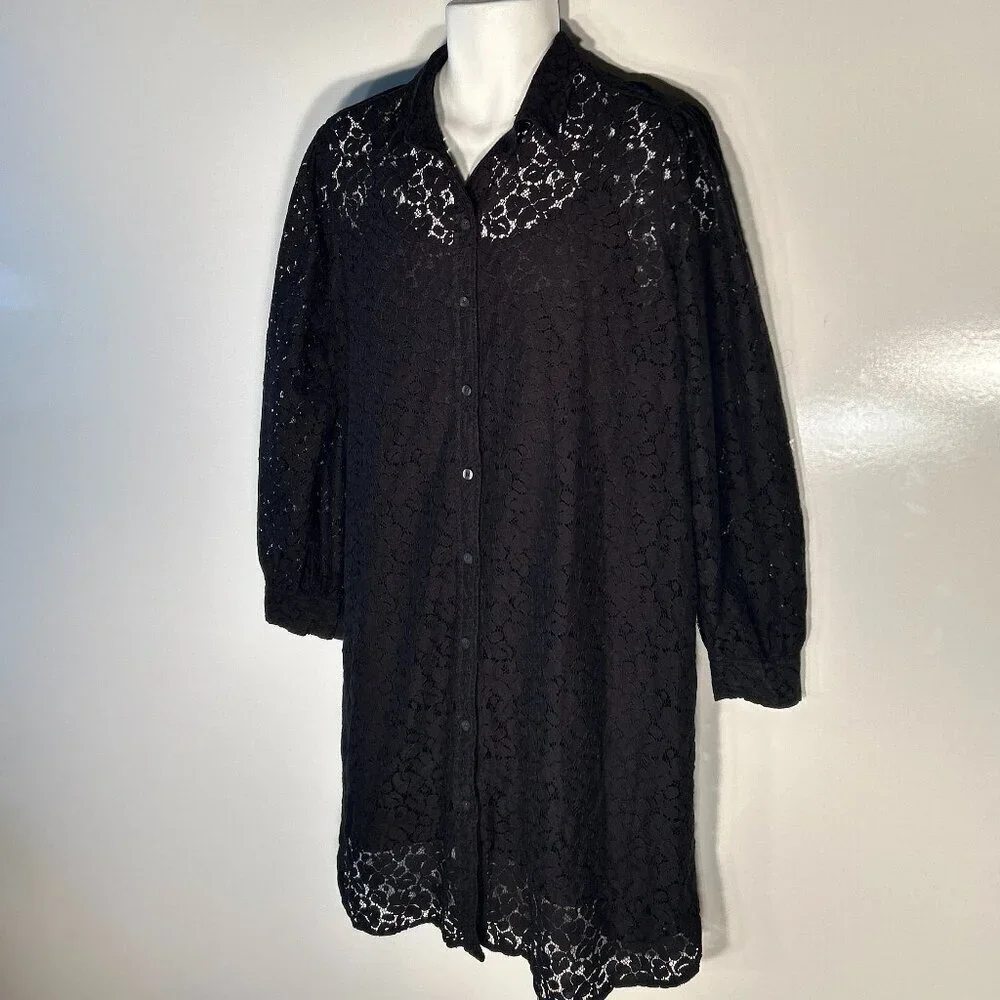 GAP SZ XL Black Lace Dress Feminine Boho Whimsigoth Dark Romance Dressy